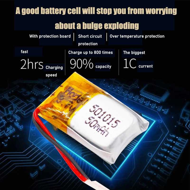 501012 3.7 فولت 50 مللي أمبير بطاريات ليثيوم بوليمر قابلة للشحن ل MP3 MP4 MP5 غس لعبة سماعة رأس مزودة بتقنية البلوتوث مسجل مكبر الصوت ليبو