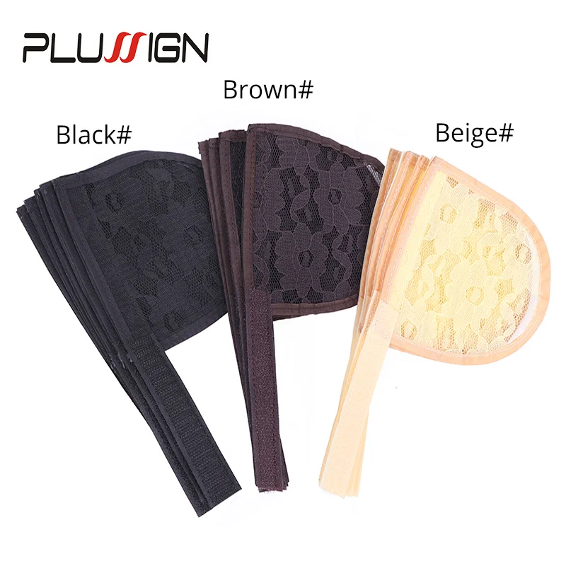 Plussign Hair Net Magic Ponytail Net With Strap Black Beige Color Wig Accessories Ponytail Making Tools 6.5X3 Inch Weaving Nets