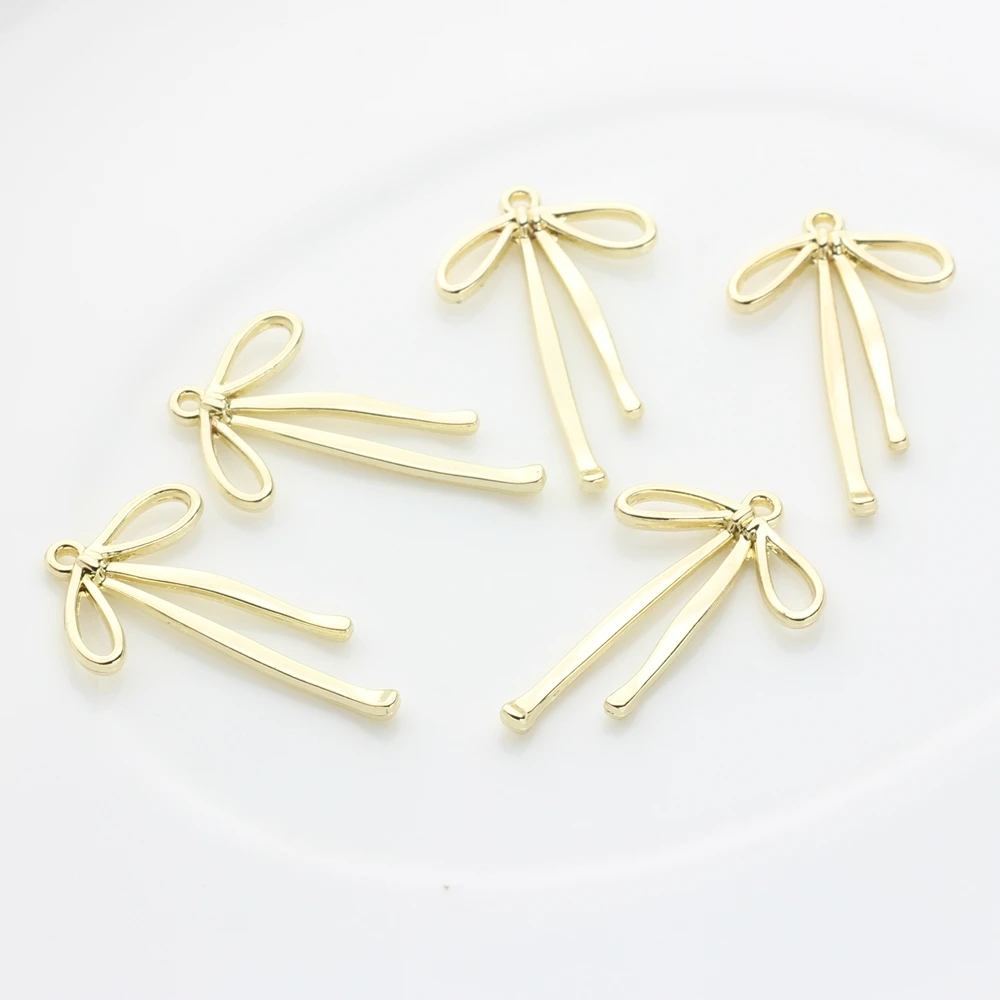 20*32mm 6pcs/lot Zinc Alloy  Long Hollow Bow Charms For DIY Fashion Pendant Earrings Jewelry Making Accessories