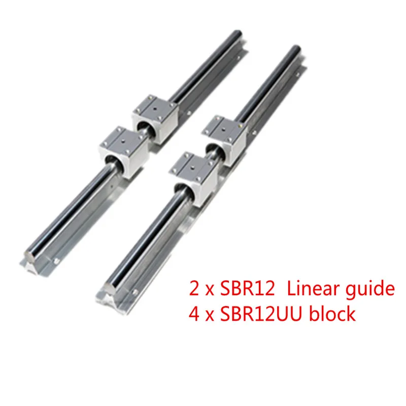 

12mm Linear Rail 2pcs SBR12 1200 1500mm Fully Supported Slide Shaft Rod Guide with 4pcs SBR12UU Block