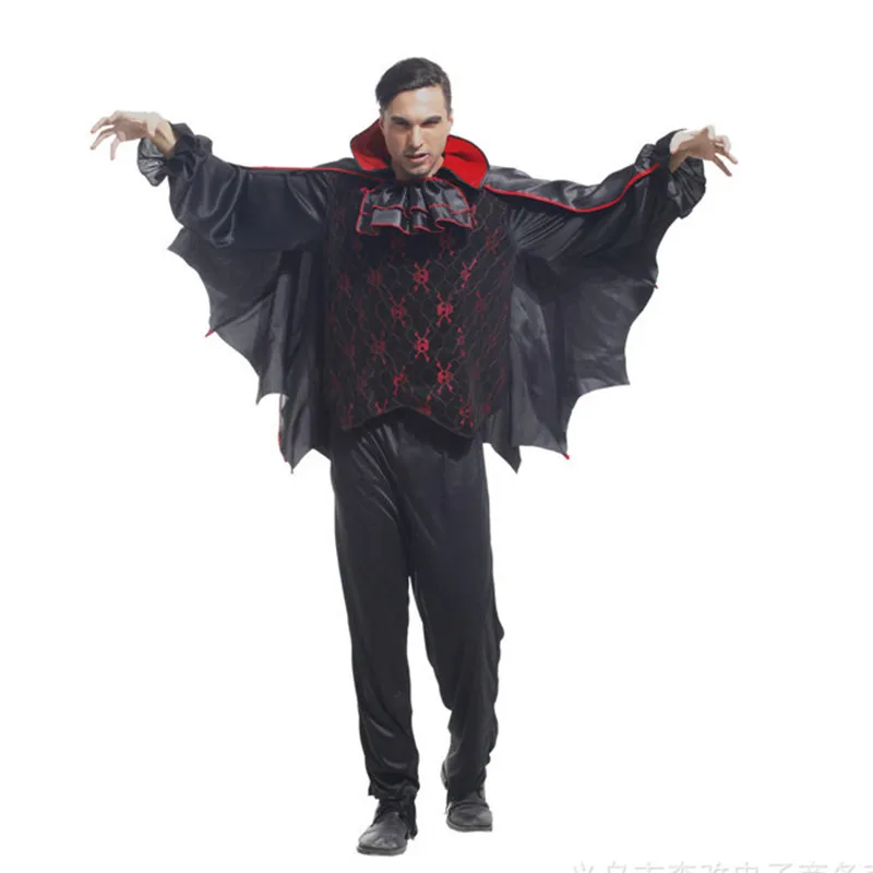 Homem adulto Halloween Vampiro Drácula Trajes Morcego Assustador Cosplay Purim Carnival Parade Masquerade Boate Role Play Party Dress