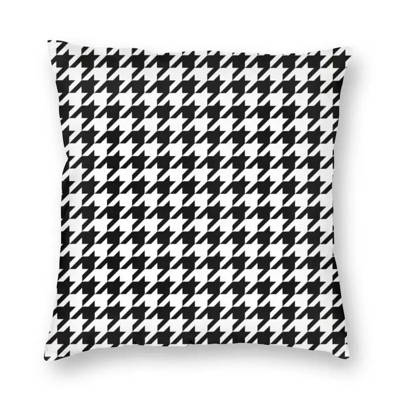 

Modern Black White Houndstooth Square Pillowcover Home Decorative Classic Geometric Cushions Throw Pillow for Car