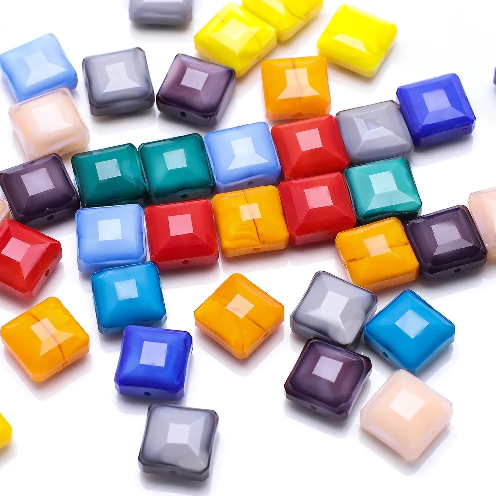 20Pcs/Lot Faceted Glass Square Beads 14mm Austrian Crystal Pendants For DIY Making Charms Bracelet Necklace Jewelry Accessories