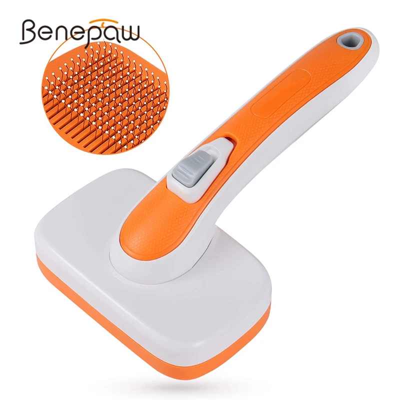 Benepaw Self-cleaning Dog Brush Massages Particle Anti-slip Handle Grooming Pet Comb Remove Undercoat Shedding Mats Tangled Hair