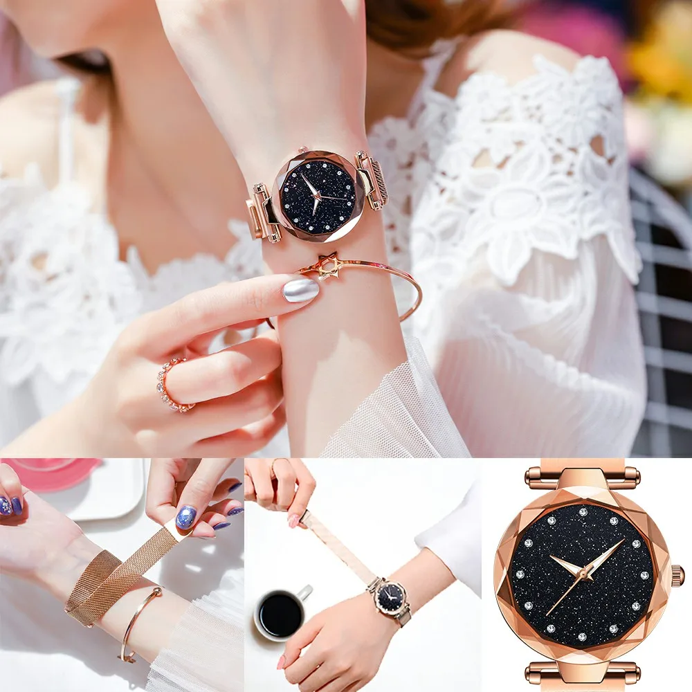 Plush Women Watches Pop Pop Ladies Watch Starry Sky Crystal Magnetic Waterproof Female Wristwatch relogio feminino reloj mujer