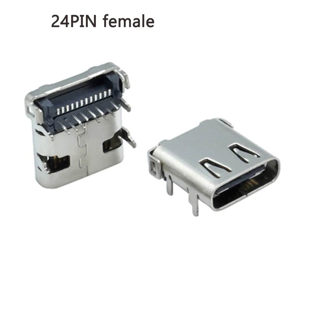 100pcs Type C Micro 24Pin USB 3.1 On board Horizontal Female Port Jack Tail Sockect Plug For phone charge data connector