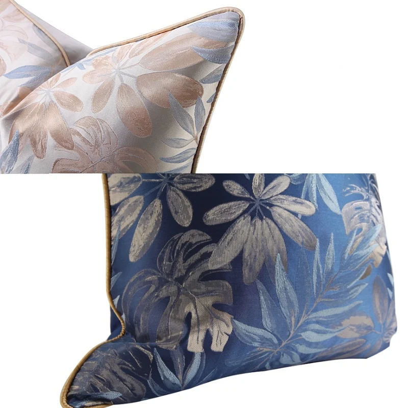 DUNXDECO American Style Cushion Cover Decorative Pillow Case Modern Simple Leaf Jacquard Sofa Chair Bedding Coussin