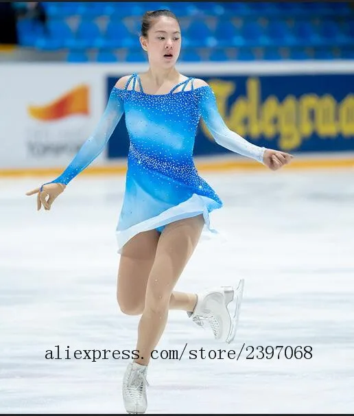 

Blue Ice Skating Dresses Girls Custom Figure Skating Dress Women Competition Skating Dress