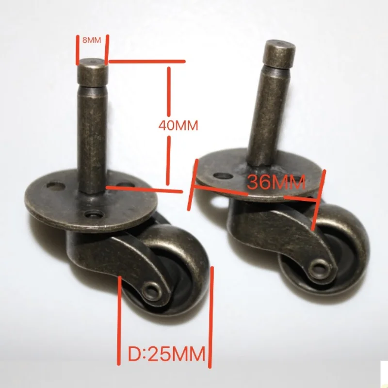 4Pieces/Lot Wheel D:25MM Old Bronze Alloy Universal Screw Rod Casters European style Furniture Sofa Wheel Pulley