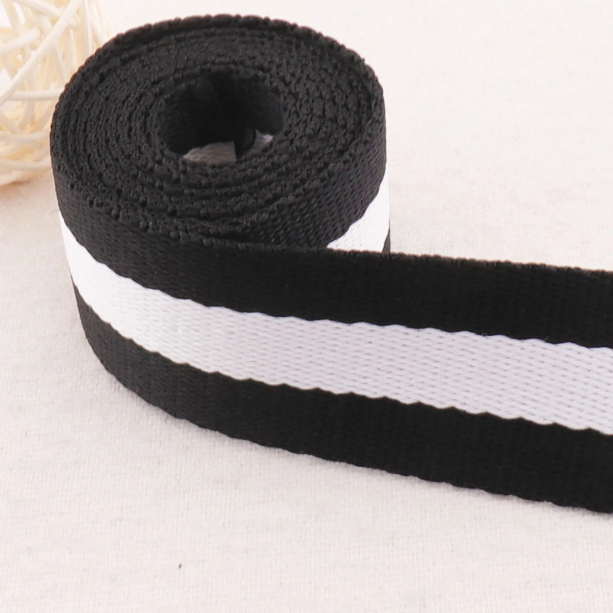 50mm/38mm/32mm White Black Striped Cotton Webbing Heavy Weight Bag Purse Straps Totes Belt Tape Bag Handle Belting handbag Strap