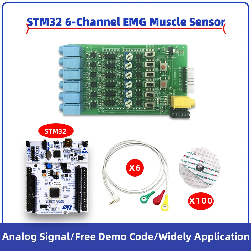 6-Channel EMG Muscle Sensor Module Serial Port Communication Secondary Development Available Wearing Device