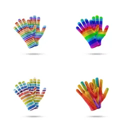 Mode Warme Gestrickte Handschuhe Für Männer und Frauen Allgemeine Einfache Regenbogen Streifen Druck Können Touchscreen Radfahren Voll Finger Handschuhe