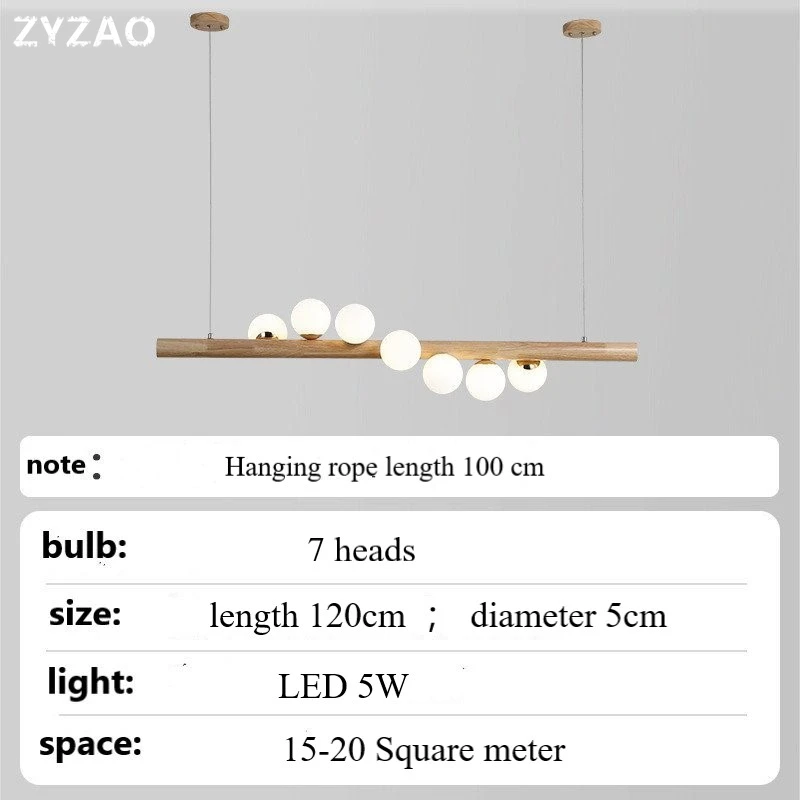 Imagem -05 - Nordic Log Iluminação Lustre Restaurante Sala de Jantar Led Lustres Sala Estar Bola Vidro Hanglamp Decoração Moderna Luminária