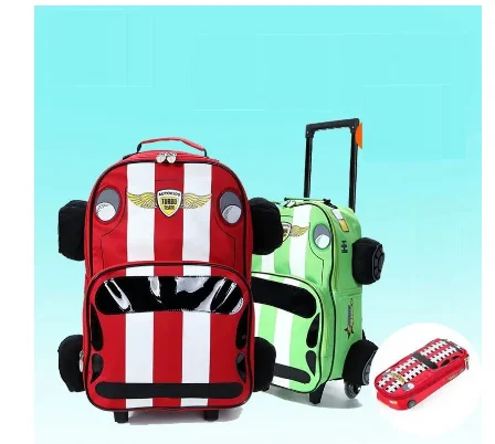 3D Car Style Elementary Student Schoolbag with wheels Car school trolley bag with wheels for boys Rolling school bags for boys