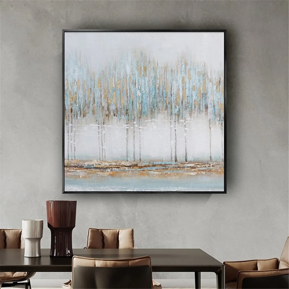 

Abstract Foggy Forest Pattern Retro Old Wall Art Hand-painted Oil Paintings Grain Texture Canvas Painting For Home Room Decor