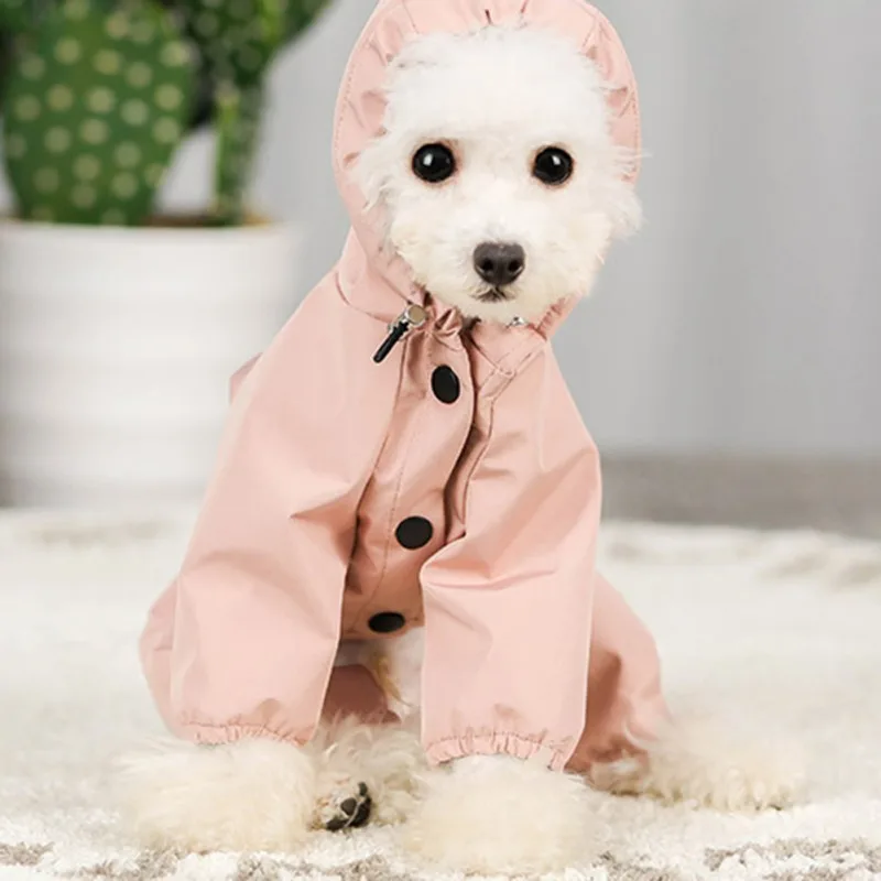 Pet Dog Raincoat Reflective Hooded Clothes Waterproof Jumpsiut Jacket Fashion Outdoor Breathable Clothes for Small Medium Dogs