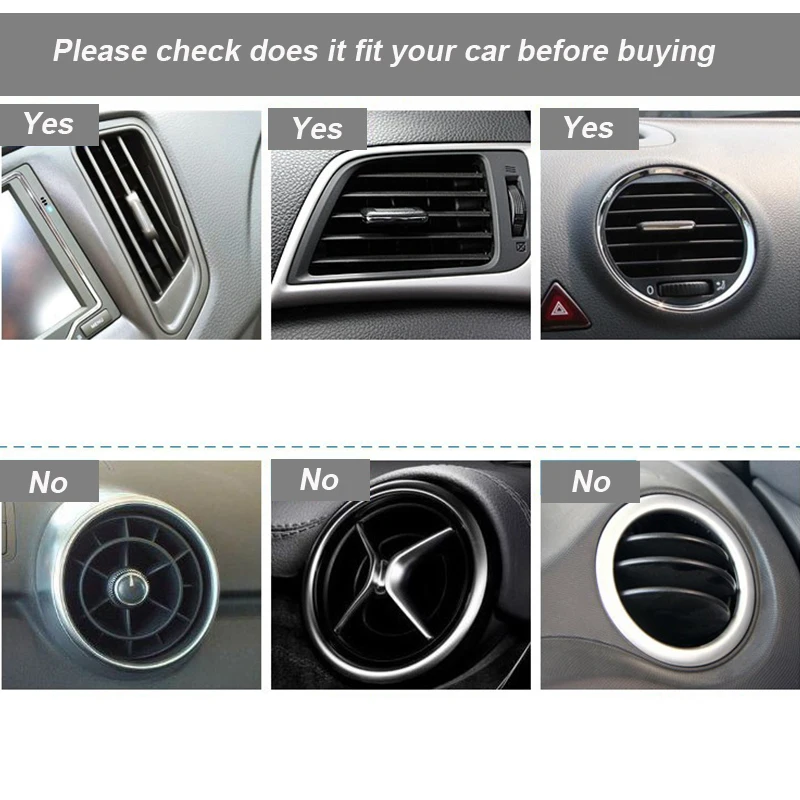 10Pcs 20cm Car Air Conditioner Vent Outlet Trim Strips U Shape Chrome PVC Colorful Shiny Car Trim Strips Decoration Interior