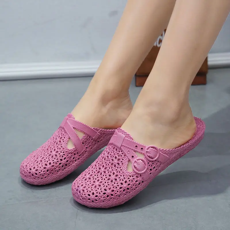 Summer Slippers 2020 Women Shoes High Quality PU Leather Square Toe Ladies Slides Outside Womens Slippers Flats Sandals 569