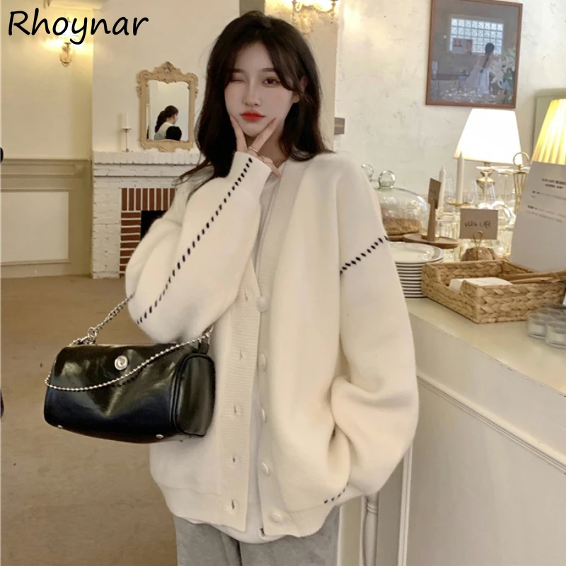 

Cardigan Women Design Couples Bright Line Ins Loose Spring Autumn Stylish Schoolgirls Street Style Temperament Femme Simple New