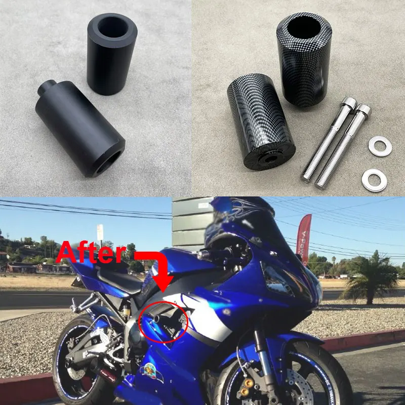 100% Brand New Motorcycle Parts Carbon No Cut Frame Sliders Crash Falling Protection For Yamaha YZFR1 YZF-R1 YZF R1 2002 2003