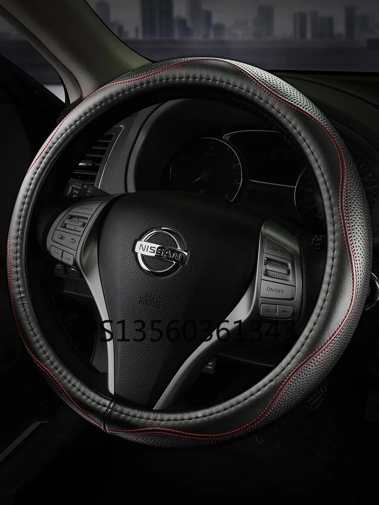 Leather steering wheel cover FOR Nissan Tiida Sylphy Teana X-TRAIL Qashqai KICKS Bluebird Murano car grip cover