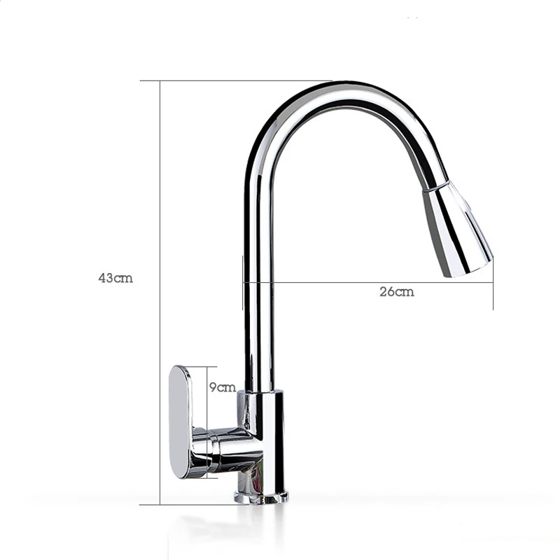 Chrome Pullout Brass Faucet For Kitchen Sink Black Hot&Cold Water Mixer Tap 2 Functions 304 Stainless Steel Faucet 360 Rotation