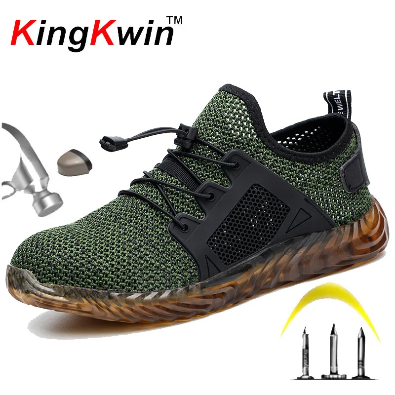 Steel Toe Work Shoes for Unisex Men Safety Indestructible Shoes Construction Puncture Proof Shoes Toe Cap Hiking Shoes