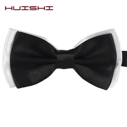 HUISHI Black Bow Tie Male Solid Color Marriage Bow ties For Men Candy Color Butterfly Cravat Two Tone Bowtie Butterflies