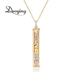 Duoying DIY Slider Charms Necklace Custom Name Necklaces Zirconia Letters Custom Choker Personalized Name Necklace Gift