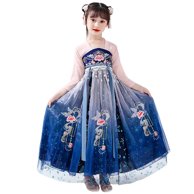 Children Hanfu Chinese Ancient Perform Costume Girls Folk Dance Wear Kids Fairy Cosplay Clothes Oriental Ancient Prince Suit