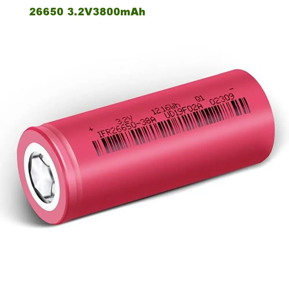 26650 Lifepo4 Cylindrical 3800mAh High Energy Density Rechargeable Battery for EV Solar Energy Storage System Trolly Golf Cart