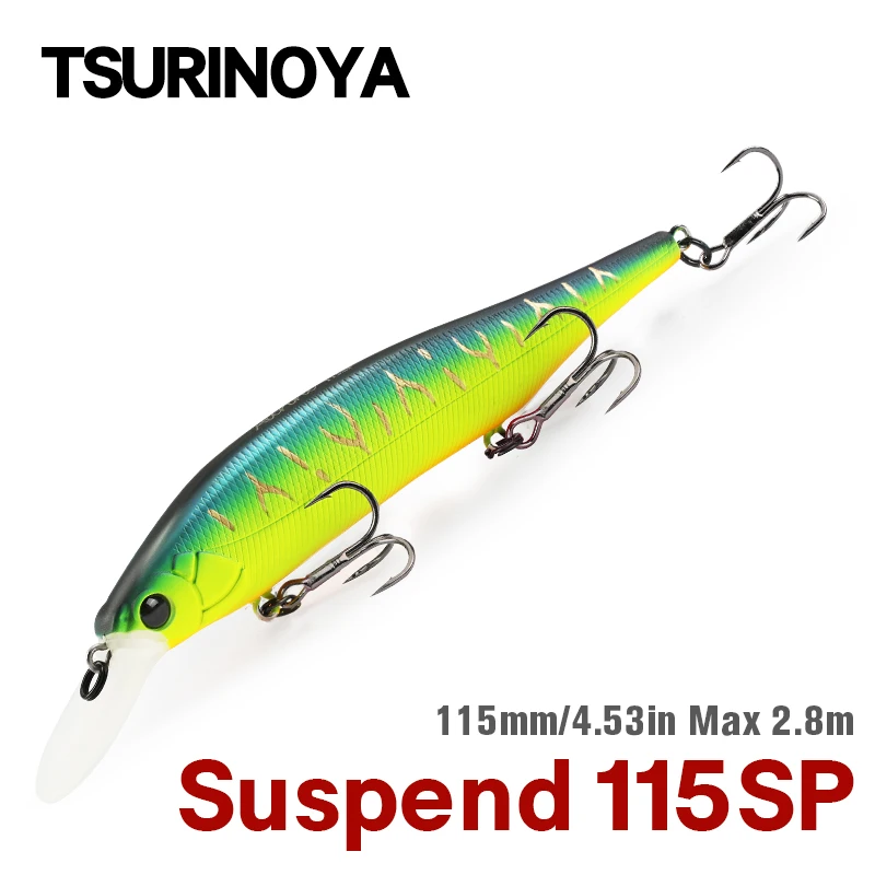 TSURINOYA AURORA 115SP Suspending Minnow Jerkbait 115mm 17.2g Artificial Tungsten Weight Hard Baits Long Casting Fake Bait