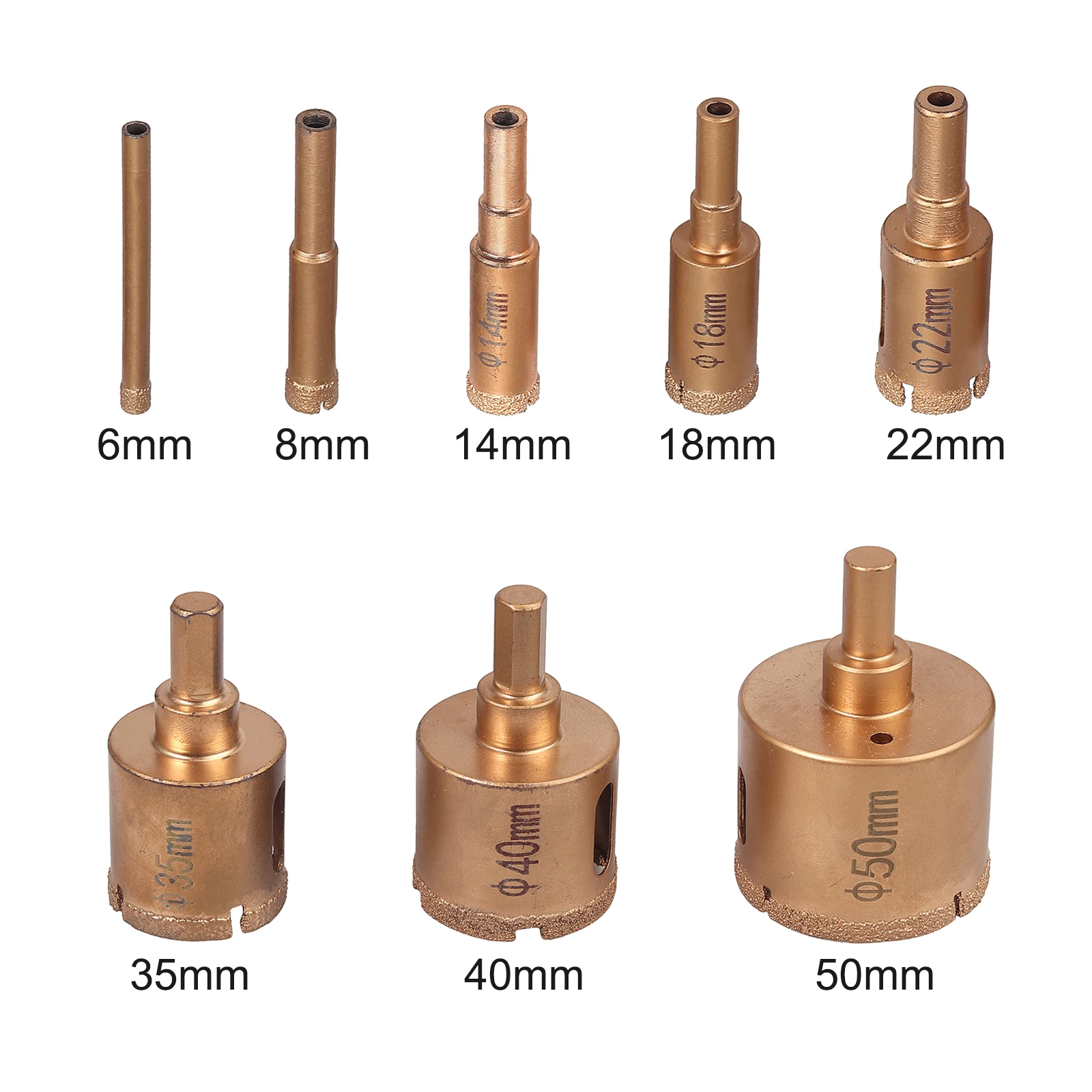 JUSTOOL 8Pcs 6-50mm Diamond Core Drill Bit Professional Hole Cutter Wet/Dry Brazed Hole For Saw Porcelain Glass Ceramic Tile