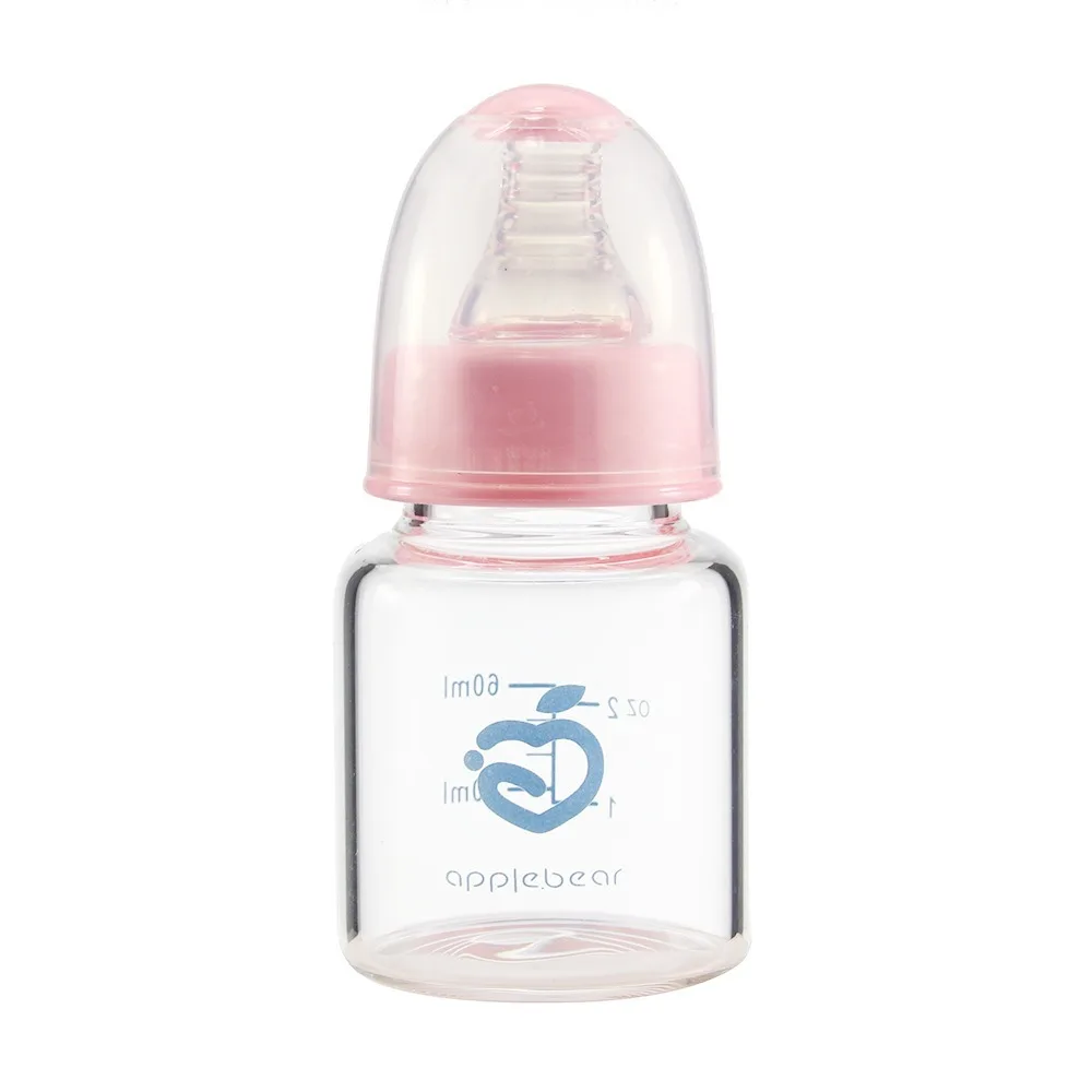 60mL Newborn Children Infant Baby Boy Girl Standard Mouth Glass Feeding Bottle Drinking Water Fruit Juice Breast-like Feeling