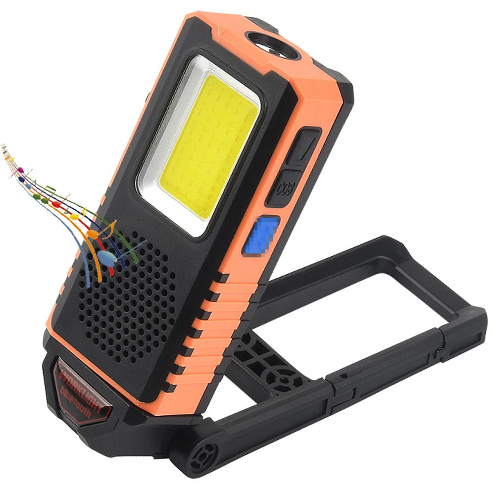 

700LM COB XPG LED Emergency Pocket Floodlight 2200mAh USB Wireless Stereo Speaker 360° Work Light Inspection Lamp Red Flash SOS