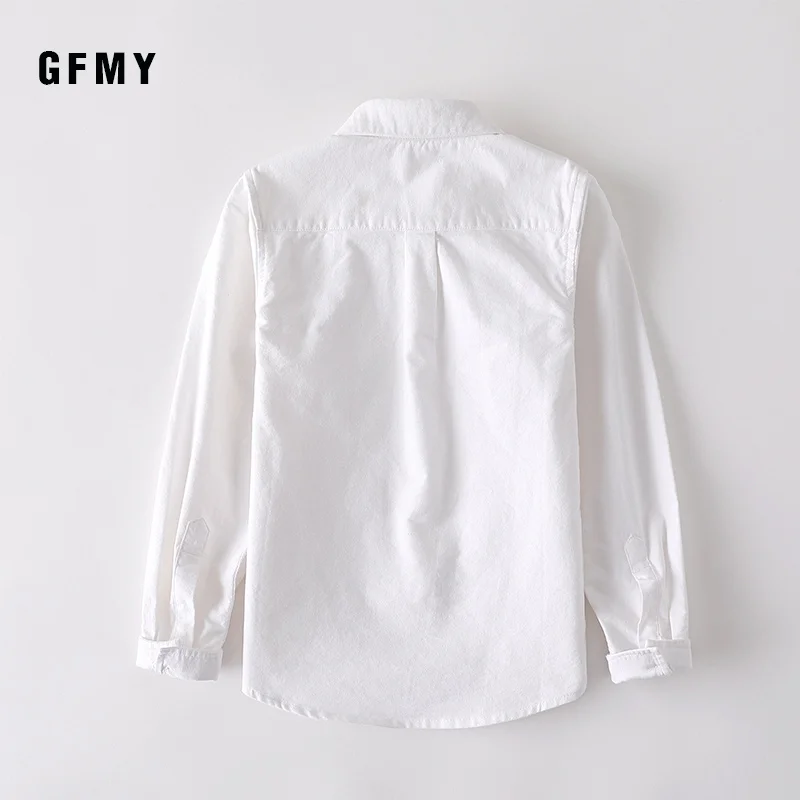 GFMY 2020 Spring 100% Oxford Textile Cotton Full Sleeve Solid Color Blue Boys White Shirt 3T-14T Kid Casual School Clothes 9005