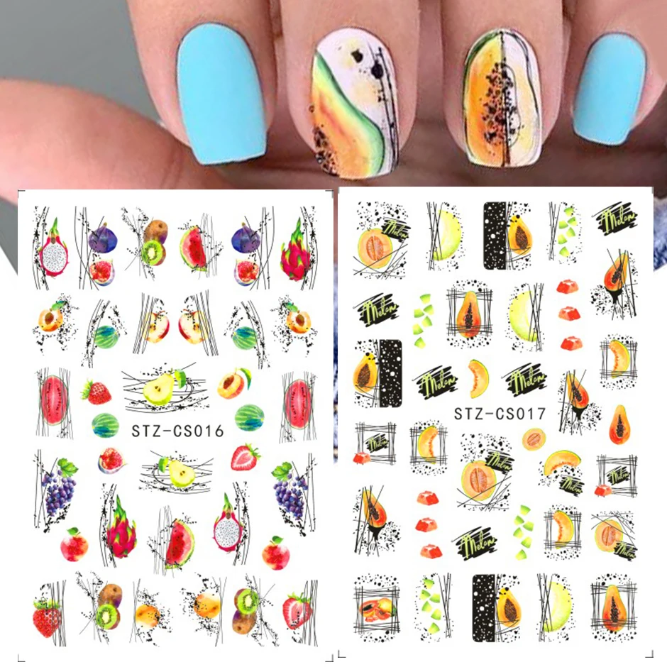 Fruits Summer Decals Sticker for Manicure DIY Avocado Pawpaw Summer Green Nail Inspiration Gel Polish Nail Slider GLSTZCS012-031