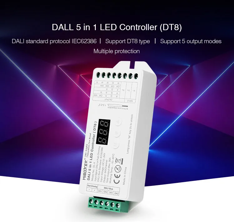 Miboxer-controlador de tira LED DT8 DALI 5 en 1, atenuador de pantalla Digital de un solo color/RGB/RGBW/RGB + CCT DC12 ~ 24V, para tira LED