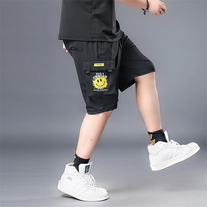 

Smile Face Shorts Men Summer Baggy Short Pants Fashion Casual Loose Shorts Cool Breathable Bottoms Male Plus Size