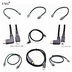 90 Right Angled USB 3.1 Type C Male To Micro Mini USB 5 Pin B Male Plug Converter OTG Adapter Lead Data Cable For Mobile VR Mac
