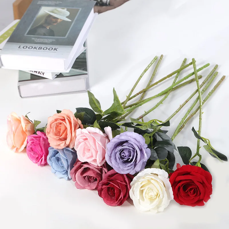 

Simulation Velvet Rose Flower Bouquet, Wedding Decoration, Artificial Flowers, Garland, Home, Farm, House, 10Pcs, Lot