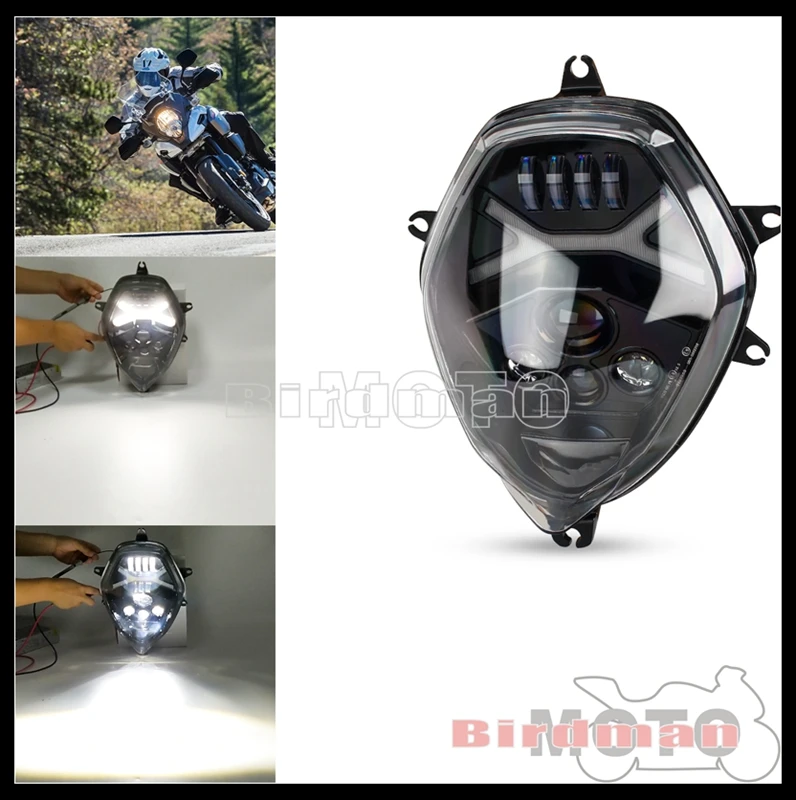 Motorcycle Black LED Headlight Headlamp DRL Low/High Beam for SUZUKI V-Strom DL 1000 DL 650 DL1000 DL650 2014-2019 Running Light