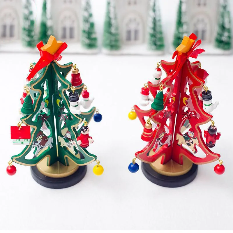 

Xmas New Year christmas decorations Artificial Wooden Christmas Tree Toys with Mini Pendant Accessories Party Gifts Decoration