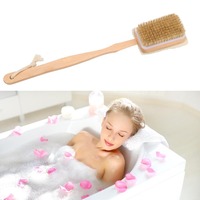 Body Back Cleaning Brush Skin Cuticle Grease Remove Wooden Handle Loofah Bristle Both Side Bath Brush Massage Shower