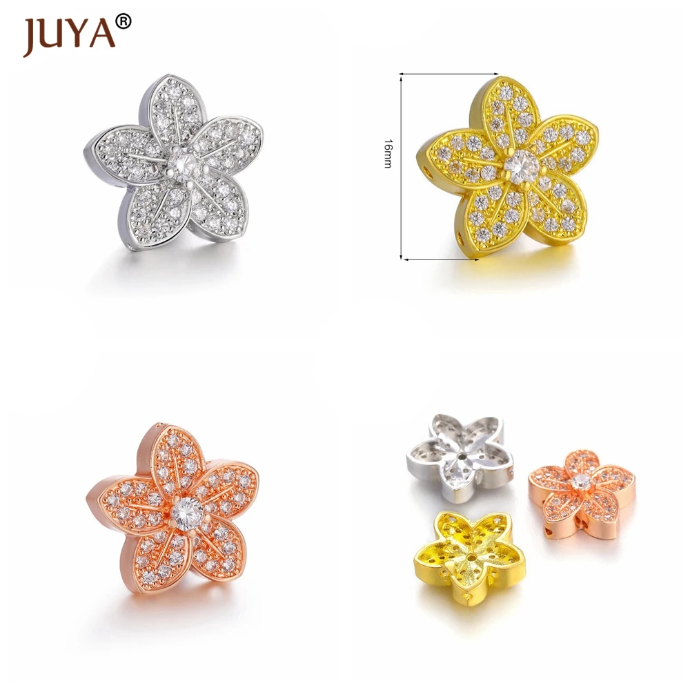 Juya Fashion Flower Charms Spacer Beads Accessories For Jewelry Making DIY Beaded Bracelet Necklaces Charm Beads