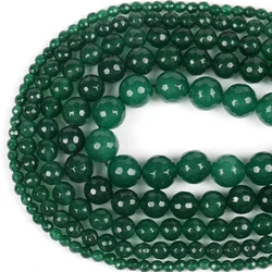 Natural Green Jades Stone Beads Faceted Round Loose Beads For Jewelry Making Diy Accessories Necklace Bracelet 4/6/8/10/12mm