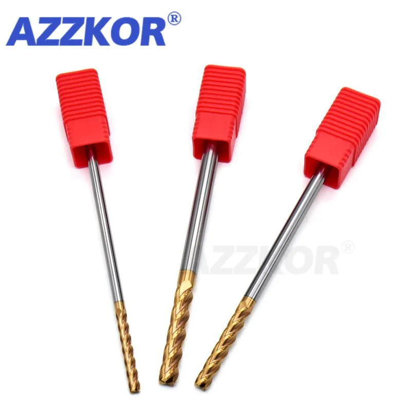 Milling Cutter Alloy Coating Tungsten Steel Tool Cnc Endmill Top Lengthen 75L/100L Wholesale Kit Milling Flat Bottom Long AZZKOR