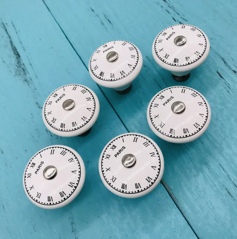 8x Euro-Style Pairs Clock Design Knobs Vintage Drawer Dresser Kids Handles Cupboard Pulls knobs Kitchen Cabinet Knobs Hardware