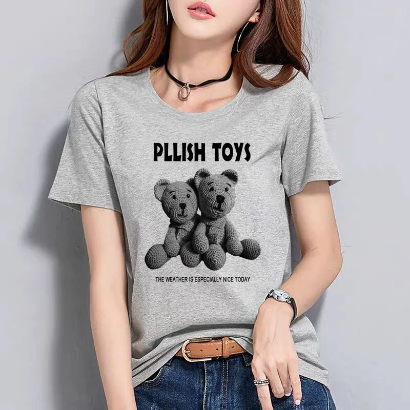 New Style Brand Teddy Bear Printing T-shirt Ragdoll Fashion Cute Shirts Pretty Girl Summer Tops Tees