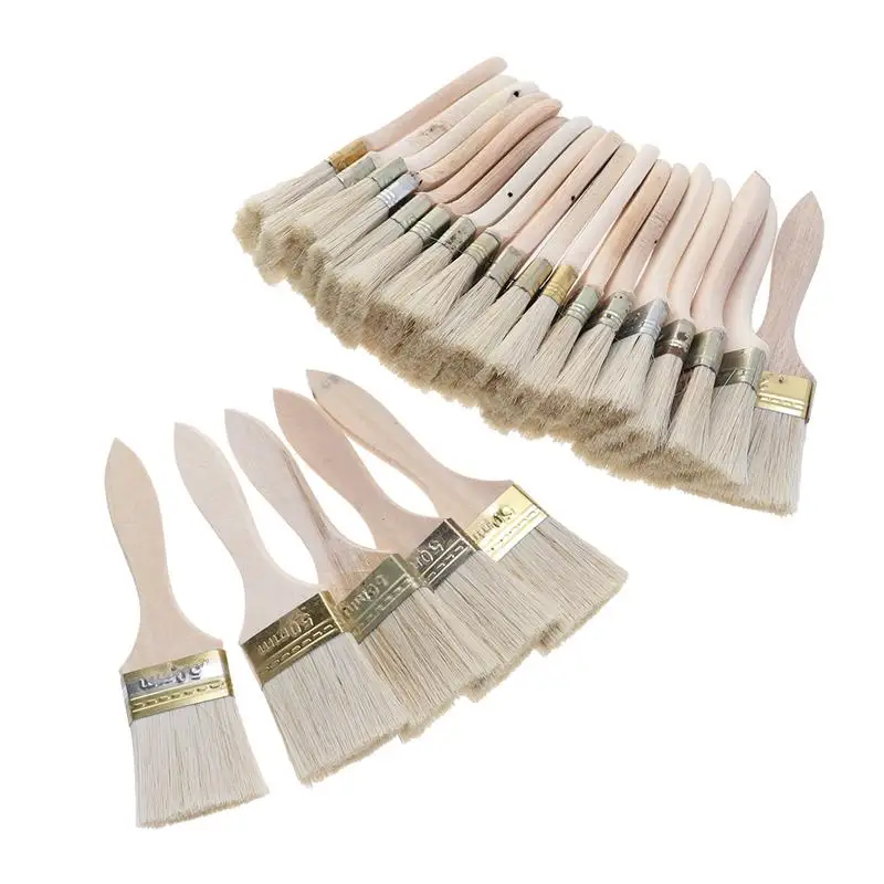 23pcs Nylon Hair Watercolor Painting Pen Wooden Handle Watercolor Oil Bristle Brush for Wall Furniture Watercolor Painting